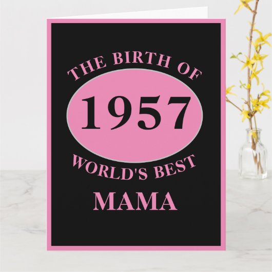 Mama Happy Birthday Monogram Naam Jaar Roze Groot Kaart (Gele Bloem)