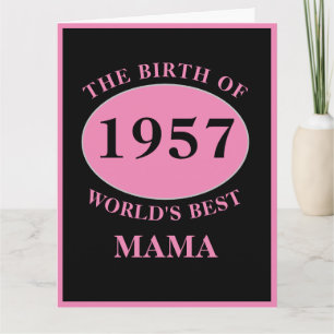 Mama Happy Birthday Monogram Naam Jaar Roze Groot Kaart