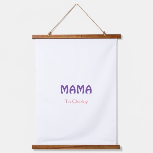 Mama Happy Mothers retro paars voegt naamtekst vin Hangend Wandkleed (Voorkant)