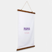 Mama Happy Mothers retro paars voegt naamtekst vin Hangend Wandkleed (Gebogen)