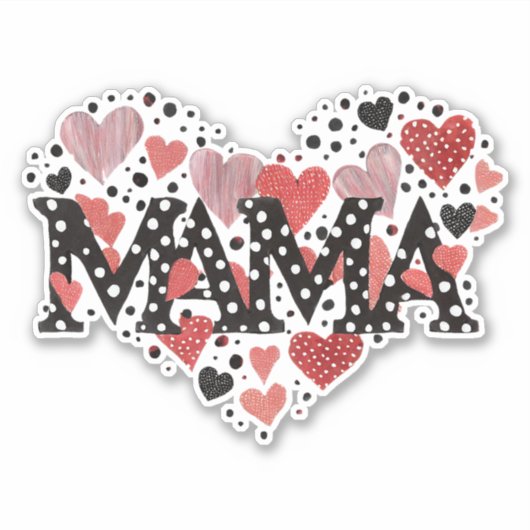 Mama harten valentijn sticker (Voorkant)