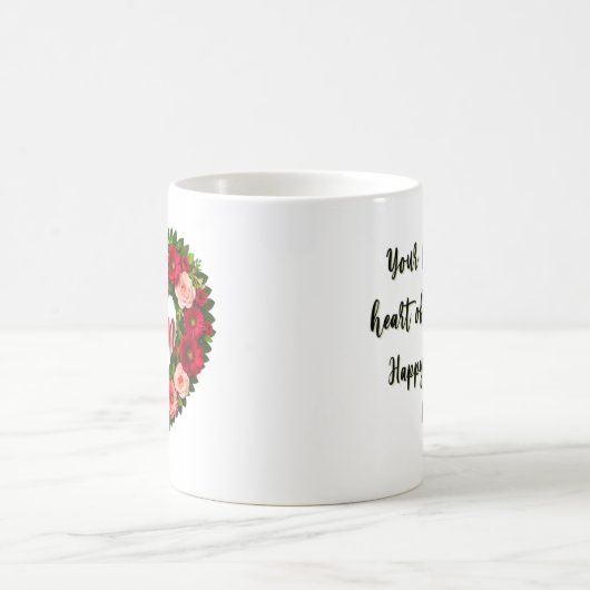 "Mama" Hartvormige Bloemenkrans Mok (Center)