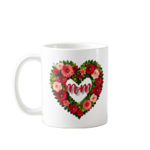 "Mama" Hartvormige Bloemenkrans Mok