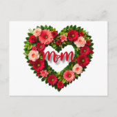 "Mama" Hartvormige Krans van Bloemen Briefkaart (Voorkant)