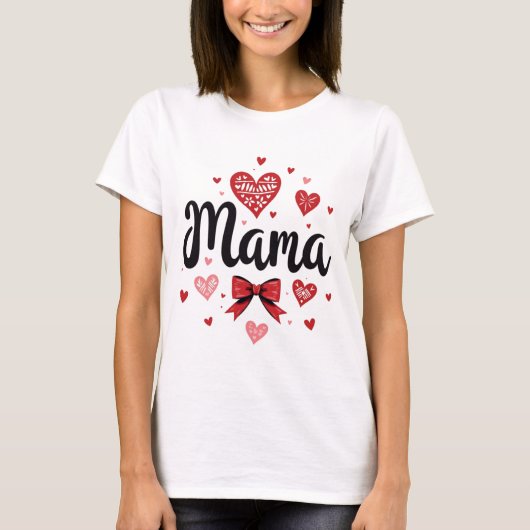 Mama Heart & Bow T-shirt (Voorkant)
