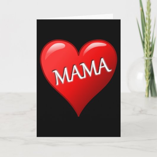 Mama Heart met zwarte achtergrond Kaart (Voorkant)