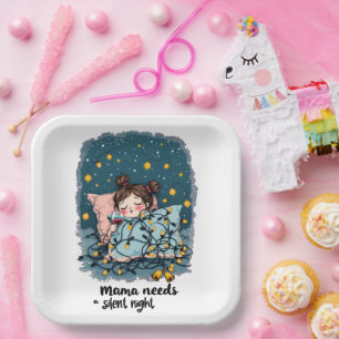 Mama heeft een stille nacht nodig papieren bordje