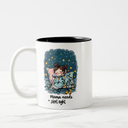 Mama heeft een stille nacht nodig tweekleurige koffiemok (Links)