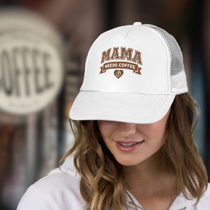 MAMA heeft koffie nodig Bruine Witte Hart Koffiebo Trucker Pet