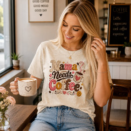 Mama heeft koffie nodig nep garen Tri-Blend shirt