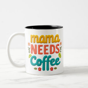 Mama heeft koffie tekst illustratie nodig tweekleurige koffiemok