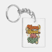 Mama Heeft Me Goed Opgevoed – Retro Groovy Typogra Sleutelhanger (Voorkant Links)