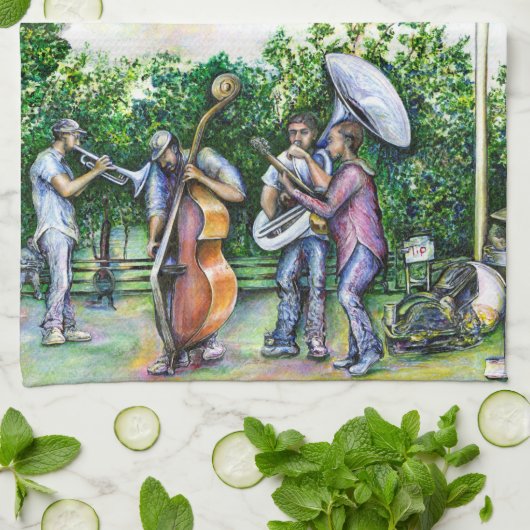 Mama heeft me nooit gewaarschuwd over Tuba-spelers Theedoek (Gevouwen)