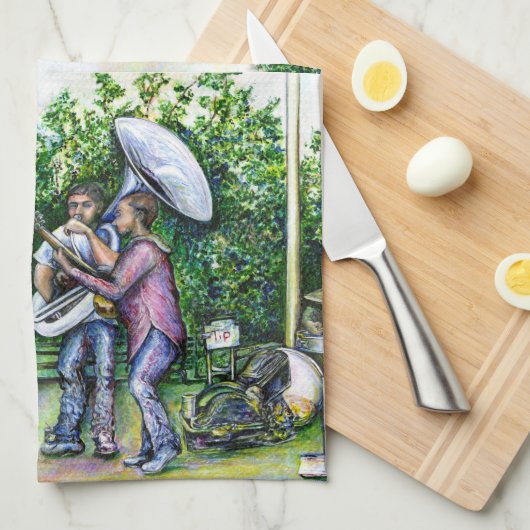 Mama heeft me nooit gewaarschuwd over Tuba-spelers Theedoek (Quarter Fold)