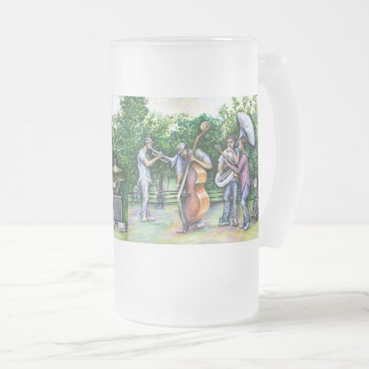 Mama heeft me nooit gewaarschuwd voor tubaspelers matglas bierpul (Voorkant rechts)