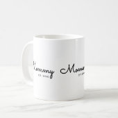 Mama heeft minimale zwarte scriptlettertype vastge koffiemok (Voorkant links)