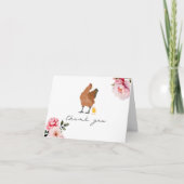 Mama Hen Baby Chick Roze Bloemen Dank u Bedankkaart (Voorkant)