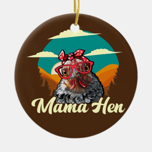 Mama Hen Chicken Mom Sunglasses Funny Mothers Day Keramisch Ornament (Voorkant)