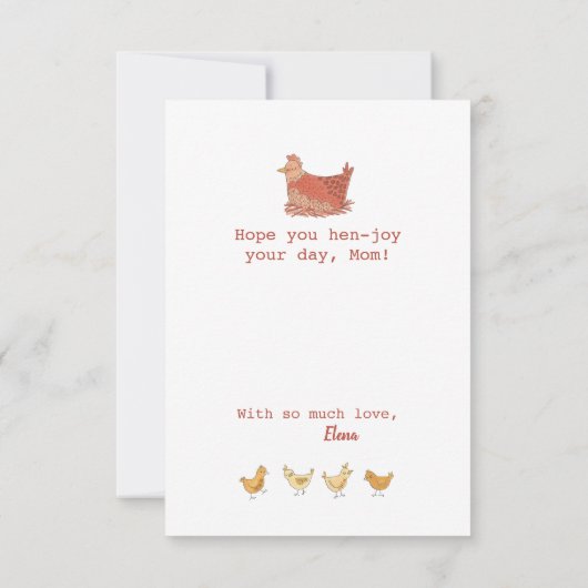 Mama Hen en Chicks Funny Moederdag Kaart (Achterkant)
