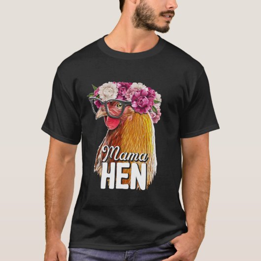 Mama Hen Floral Rhode Island Red Chicken Farmer GI T-shirt (Voorkant)