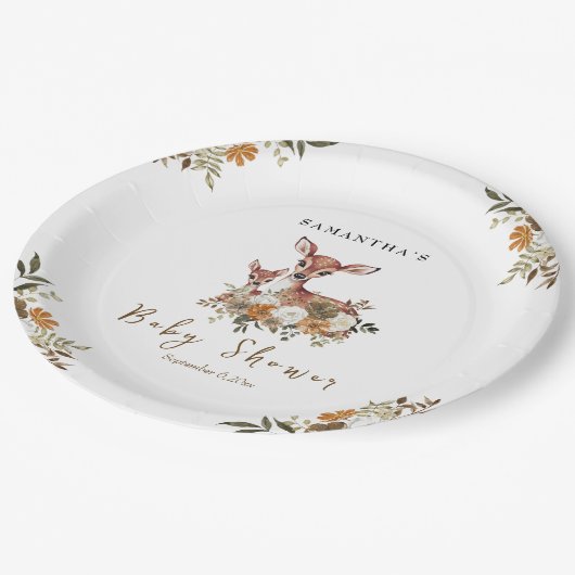 mama hert en baby hert baby shower papieren bordje (Gekanteld)