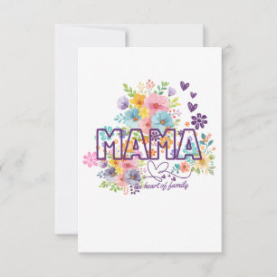 Mama het hart van Familie Trendy Design Bedankkaart