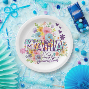 Mama het hart van Familie Trendy Design  Papieren Bordje