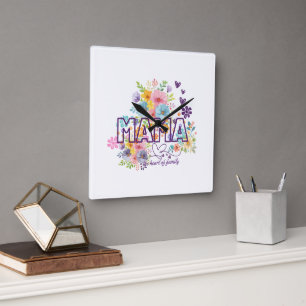 Mama het hart van Familie Trendy Design  Vierkante Klok