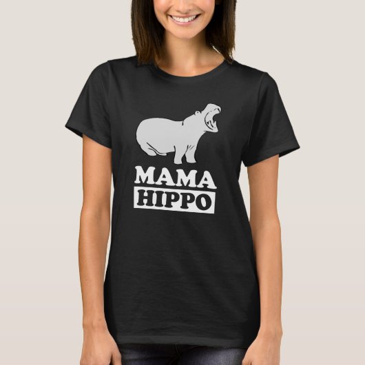 Mama Hippo Animal T-Shirt Moeder Gift (Voorkant)
