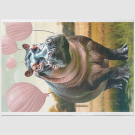 Mama Hippo Verjaardagsfeest Decoupage Tissuepapier