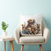 Mama Hond en Haar Puppies Kussen Kussen (Stoel)