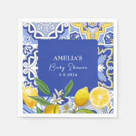 Mama Hoofdknijper blauw Citroen baby shower Servet