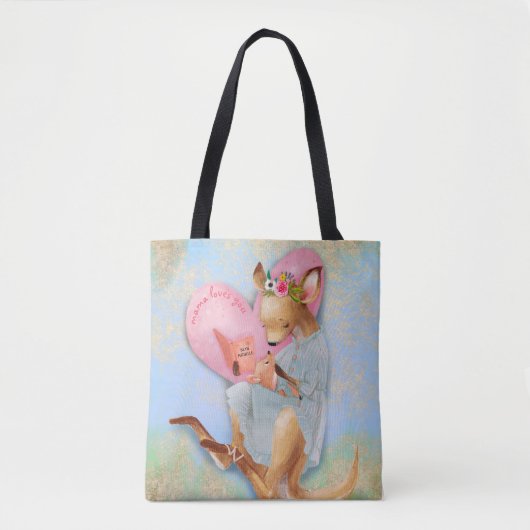 Mama houdt van je Kangaroo en Joey Tote Bag (Voorkant)