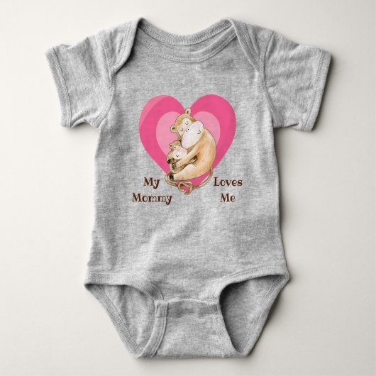 Mama houdt van me aap Baby Bodysuit (Voorkant)
