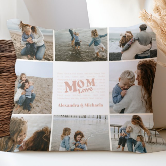 Mama houdt van neutrale fotocollage kussen (Creator heeft geüpload)