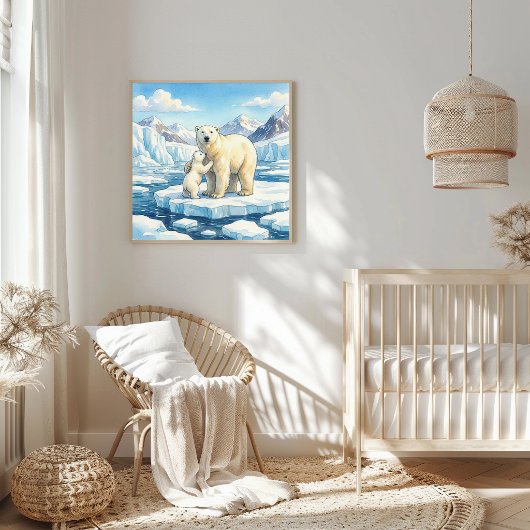 Mama IJsbeer en Welpenverblijf Poster