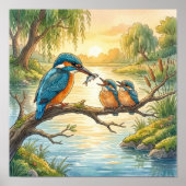 Mama IJsvogel en Kuikens Nursery Poster (Voorkant)