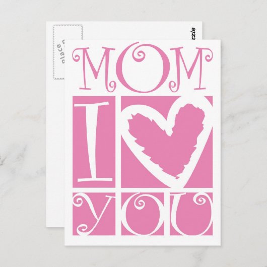 Mama, ik hou van je briefkaart (Voorkant / Achterkant)