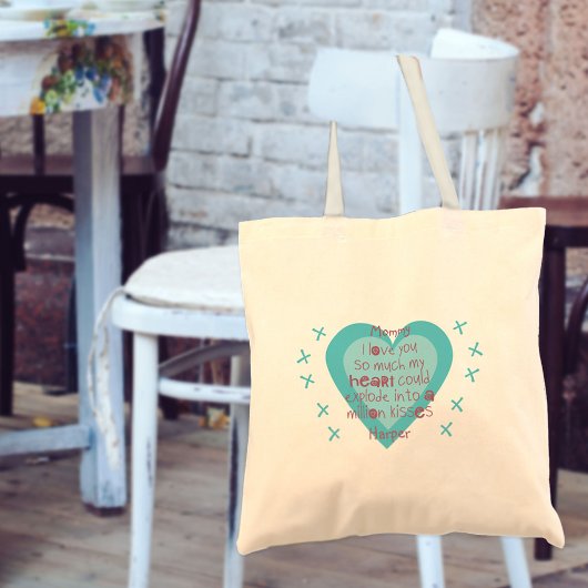 Mama, ik hou van je Kinder gedicht - hart en roze Tote Bag