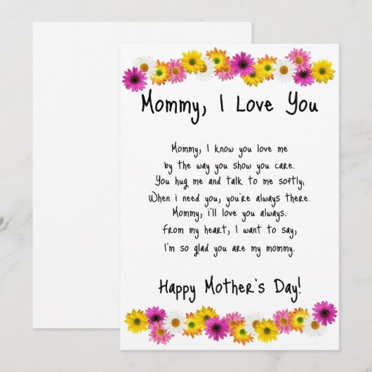 Mama, ik hou van jou feestdagenkaart (Voorkant / Achterkant)