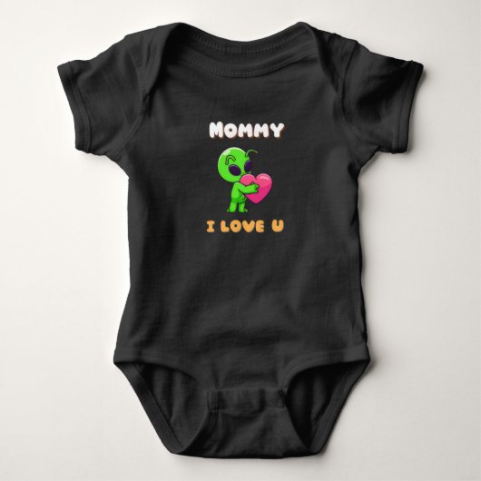"Mama ik hou van jou" Schattig baby alien hart Romper (Voorkant)