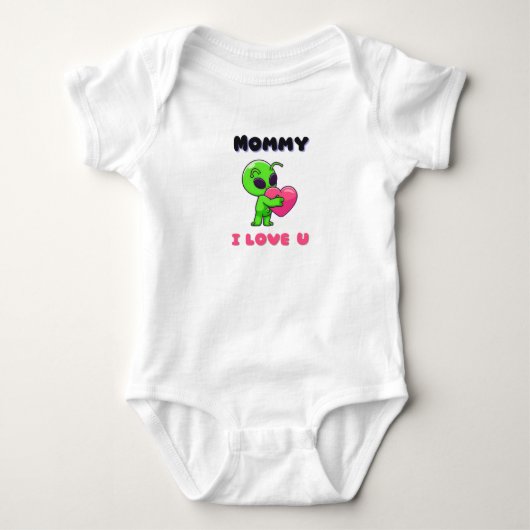 "Mama ik hou van jou" Schattig baby alien hart Romper (Voorkant)