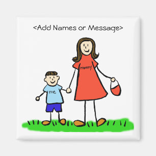 Mama & ik - moeder en zoon Brunette Family Magnet