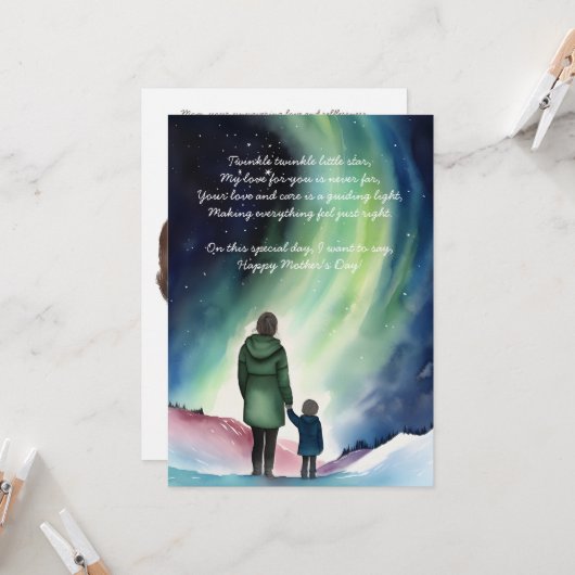 Mama & ik onder de sterren | Moederdag Kaart (Voorkant / Achterkant in situ)