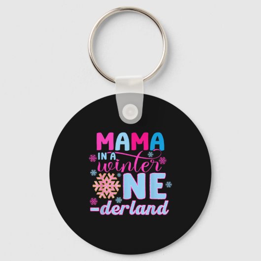 Mama In A Winter Onederland Bday Girl Sweet Snowfl Sleutelhanger (Voorkant)