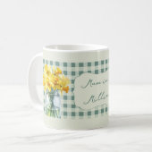 Mama in een miljoen groene narcissen in een pot koffiemok (Voorkant links)