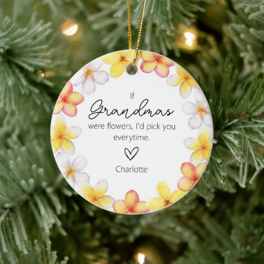 Mama In Oma Grootkinderen Naam Bloemen Waterverf Keramisch Ornament (Boom)