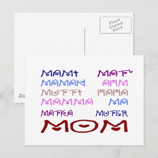 Mama in verschillende talen (Moederdag) Briefkaart (Voorkant / Achterkant)
