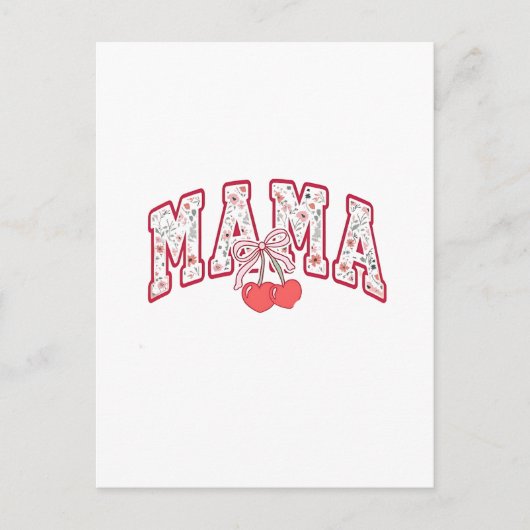 Mama is 2025 Moederdag Coquette strik Aankondigingskaart (Voorkant)