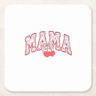 Mama is 2025 Moederdag Coquette strik Kartonnen Onderzetters
